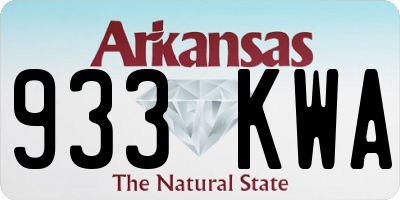 AR license plate 933KWA