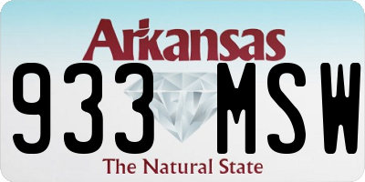 AR license plate 933MSW