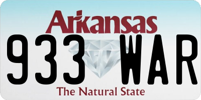 AR license plate 933WAR