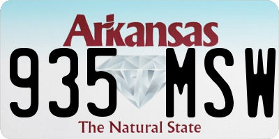 AR license plate 935MSW