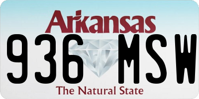 AR license plate 936MSW