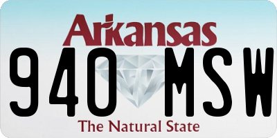 AR license plate 940MSW