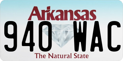 AR license plate 940WAC