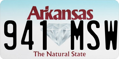 AR license plate 941MSW
