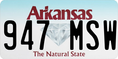 AR license plate 947MSW