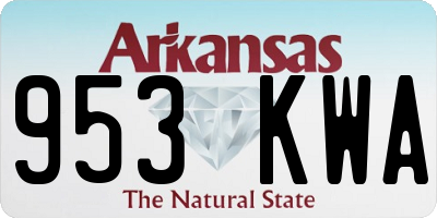 AR license plate 953KWA
