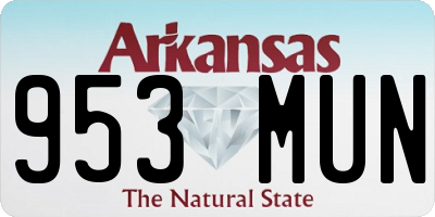 AR license plate 953MUN