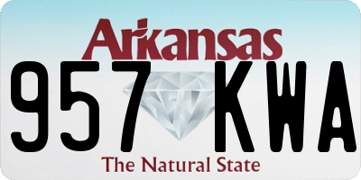 AR license plate 957KWA