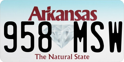 AR license plate 958MSW