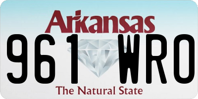 AR license plate 961WRO