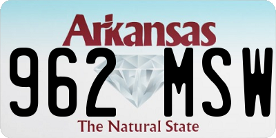 AR license plate 962MSW