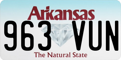 AR license plate 963VUN