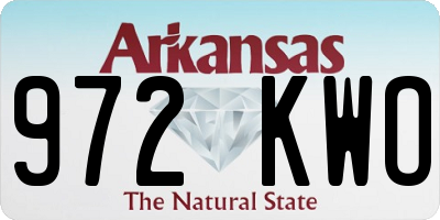 AR license plate 972KWO