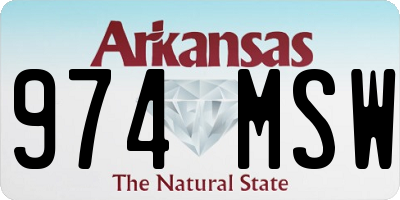 AR license plate 974MSW