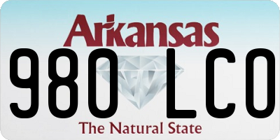 AR license plate 980LCO