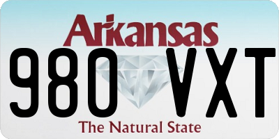 AR license plate 980VXT