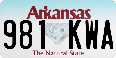 AR license plate 981KWA