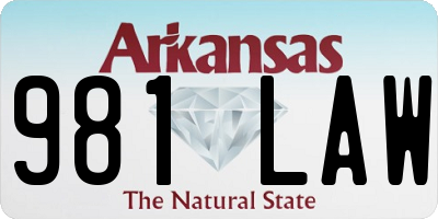AR license plate 981LAW