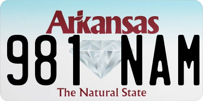 AR license plate 981NAM