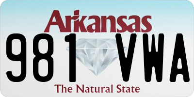 AR license plate 981VWA