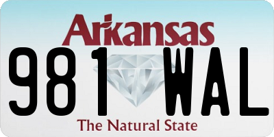 AR license plate 981WAL