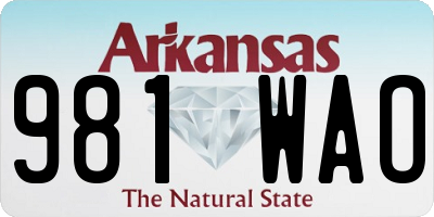 AR license plate 981WAO
