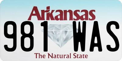 AR license plate 981WAS