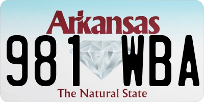AR license plate 981WBA