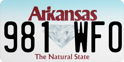 AR license plate 981WFO
