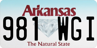 AR license plate 981WGI