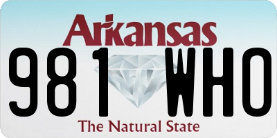 AR license plate 981WHO