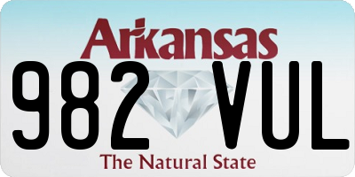 AR license plate 982VUL