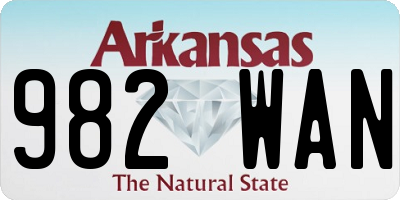 AR license plate 982WAN