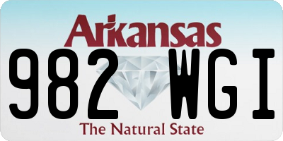 AR license plate 982WGI
