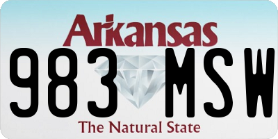 AR license plate 983MSW