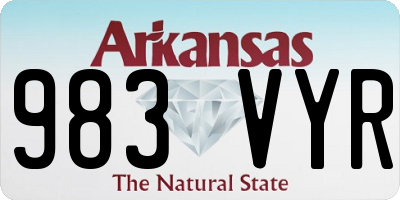 AR license plate 983VYR