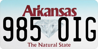 AR license plate 985OIG