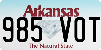 AR license plate 985VOT