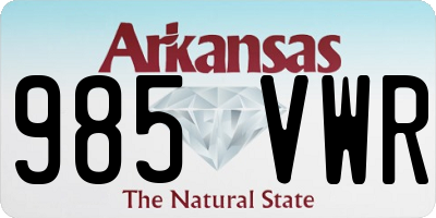 AR license plate 985VWR