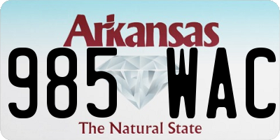 AR license plate 985WAC