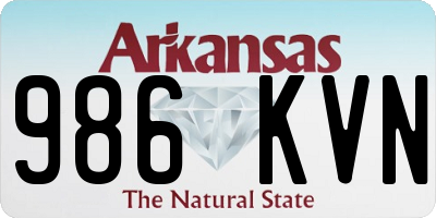 AR license plate 986KVN