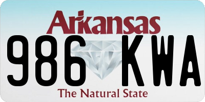AR license plate 986KWA