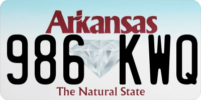 AR license plate 986KWQ