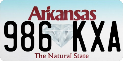 AR license plate 986KXA