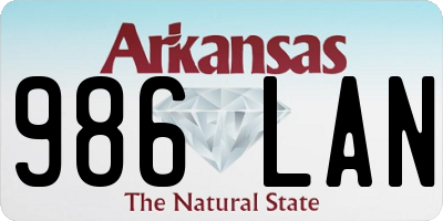 AR license plate 986LAN