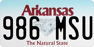 AR license plate 986MSU
