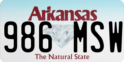 AR license plate 986MSW