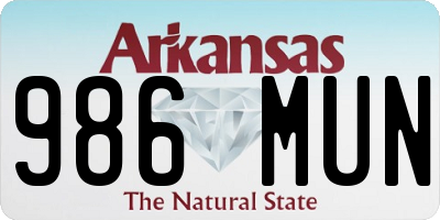 AR license plate 986MUN