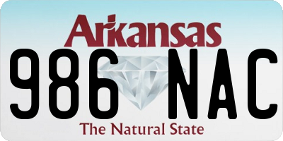 AR license plate 986NAC