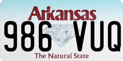 AR license plate 986VUQ